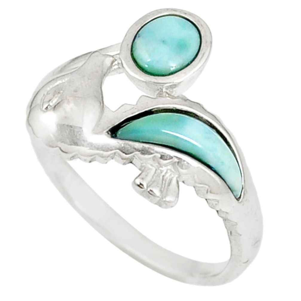 Natural blue larimar 925 sterling silver ring jewelry size 9.5 a60729