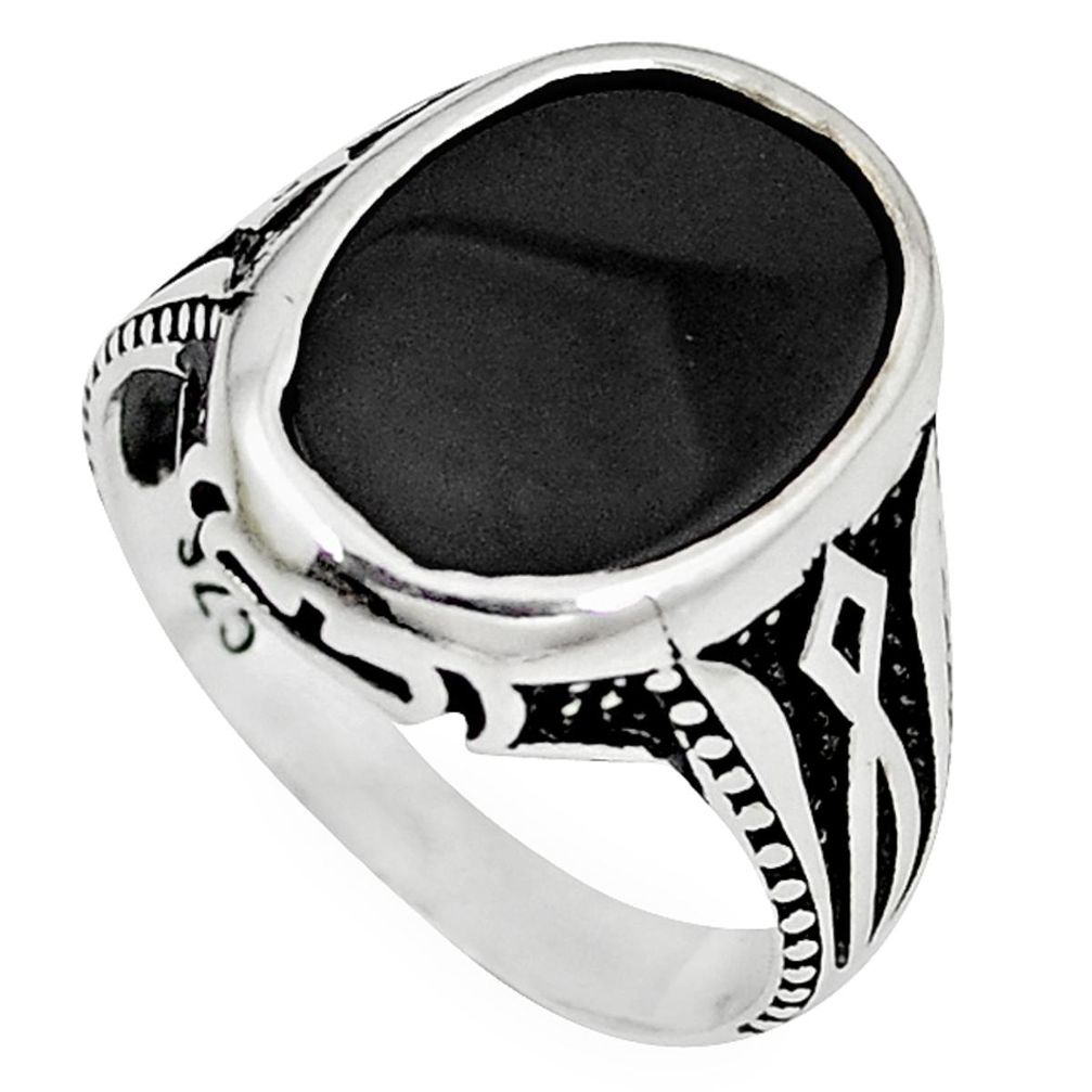 Natural black onyx oval 925 sterling silver mens ring jewelry size 9.5 a60822