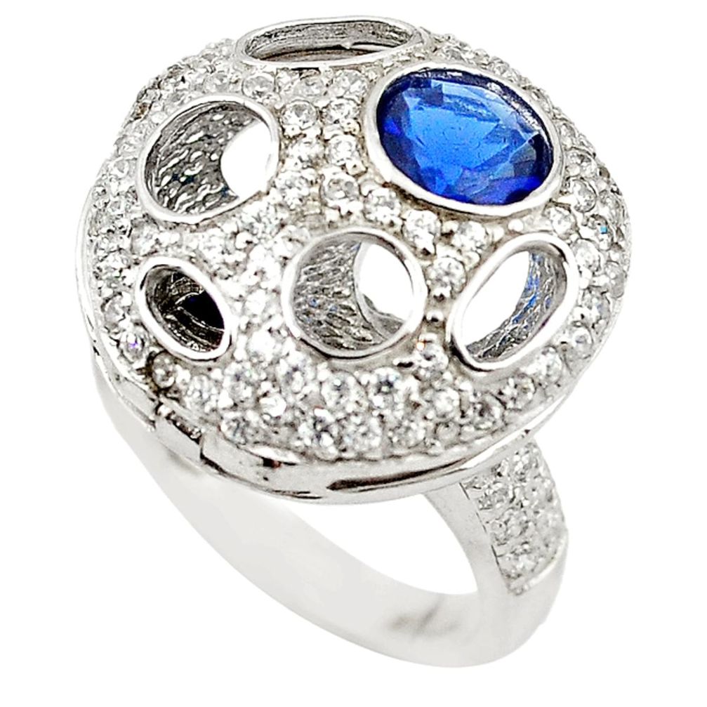 925 sterling silver blue sapphire quartz white topaz ring size 7 a62757