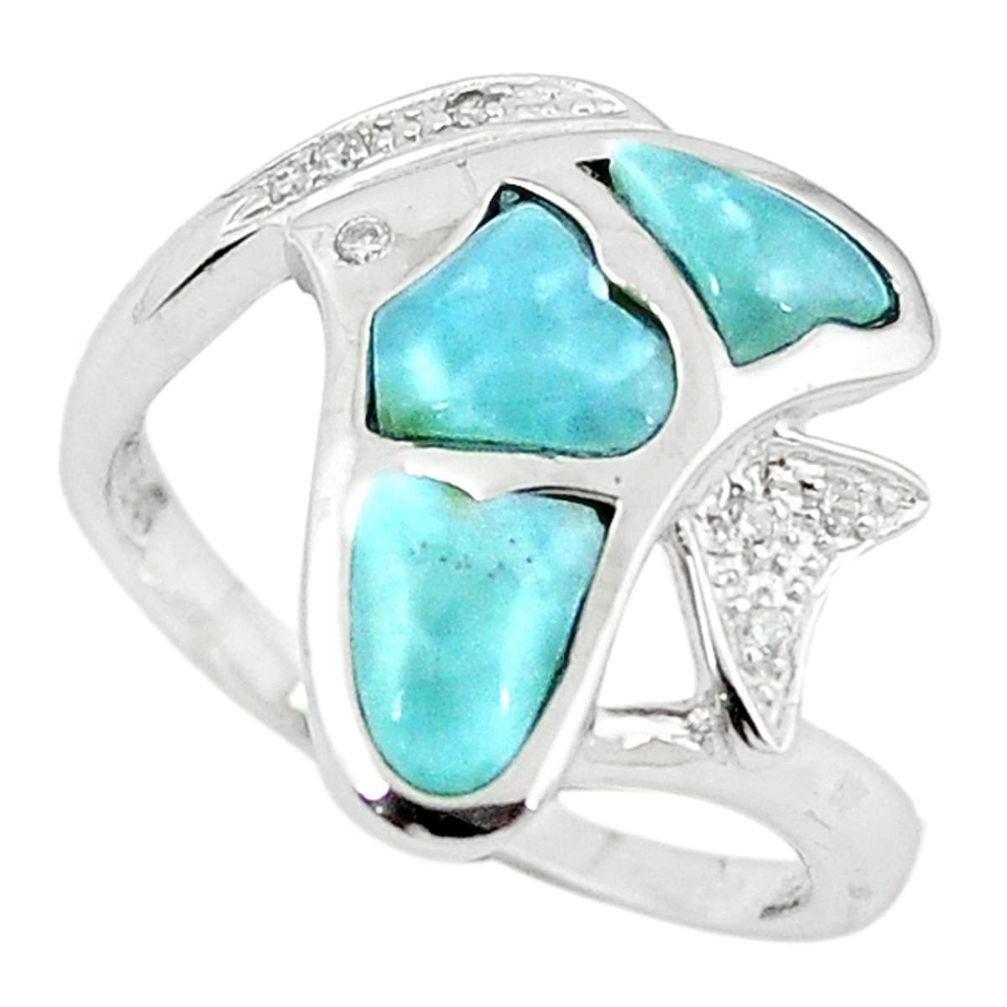 Natural blue larimar topaz 925 sterling silver ring jewelry size 9.5 a63334