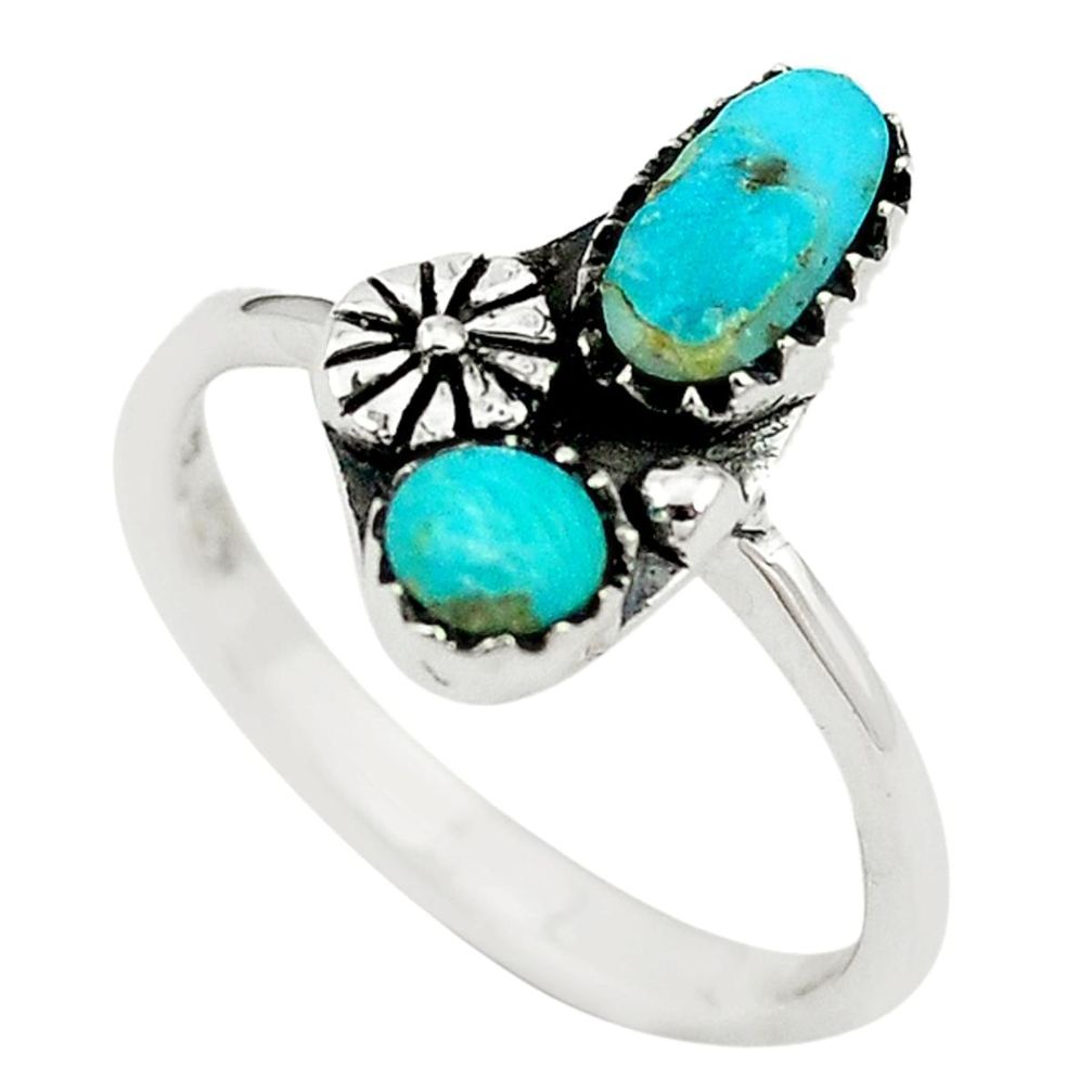 Green arizona mohave turquoise 925 sterling silver ring size 8 a64591