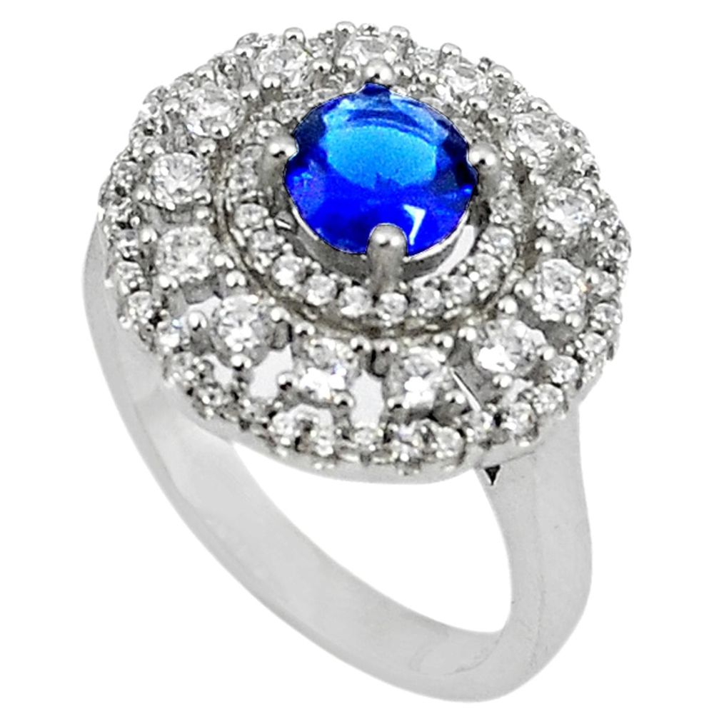 Blue sapphire quartz topaz 925 sterling silver ring jewelry size 7 a65223