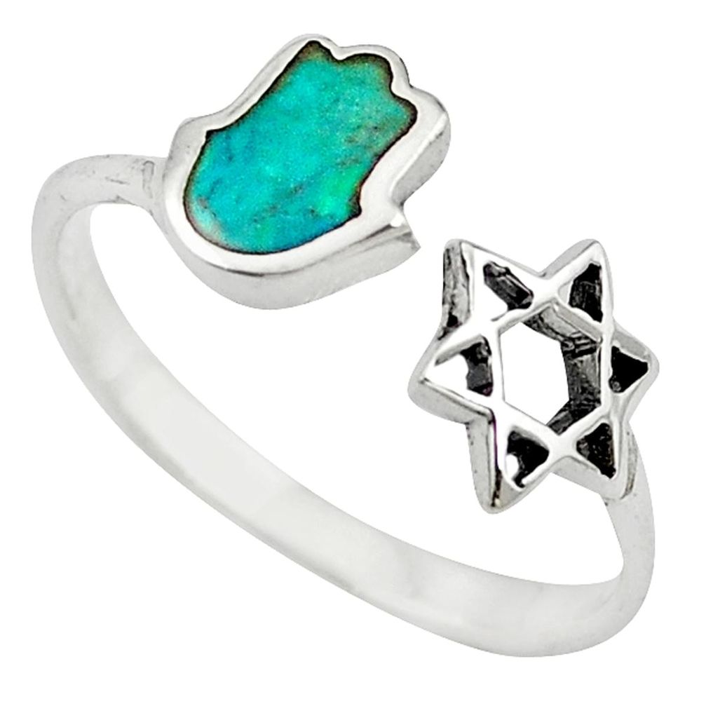 925 silver green turquoise tibetan adjustable ring jewelry size 8 a65519