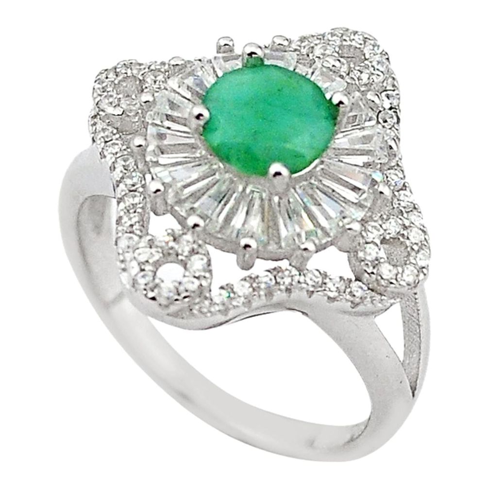 Natural green emerald topaz 925 sterling silver ring jewelry size 7 a65699