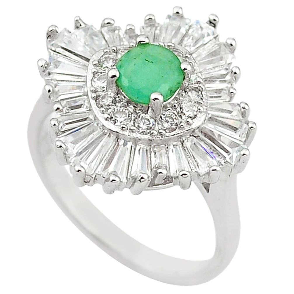 Natural green emerald topaz 925 sterling silver ring jewelry size 7 a65733