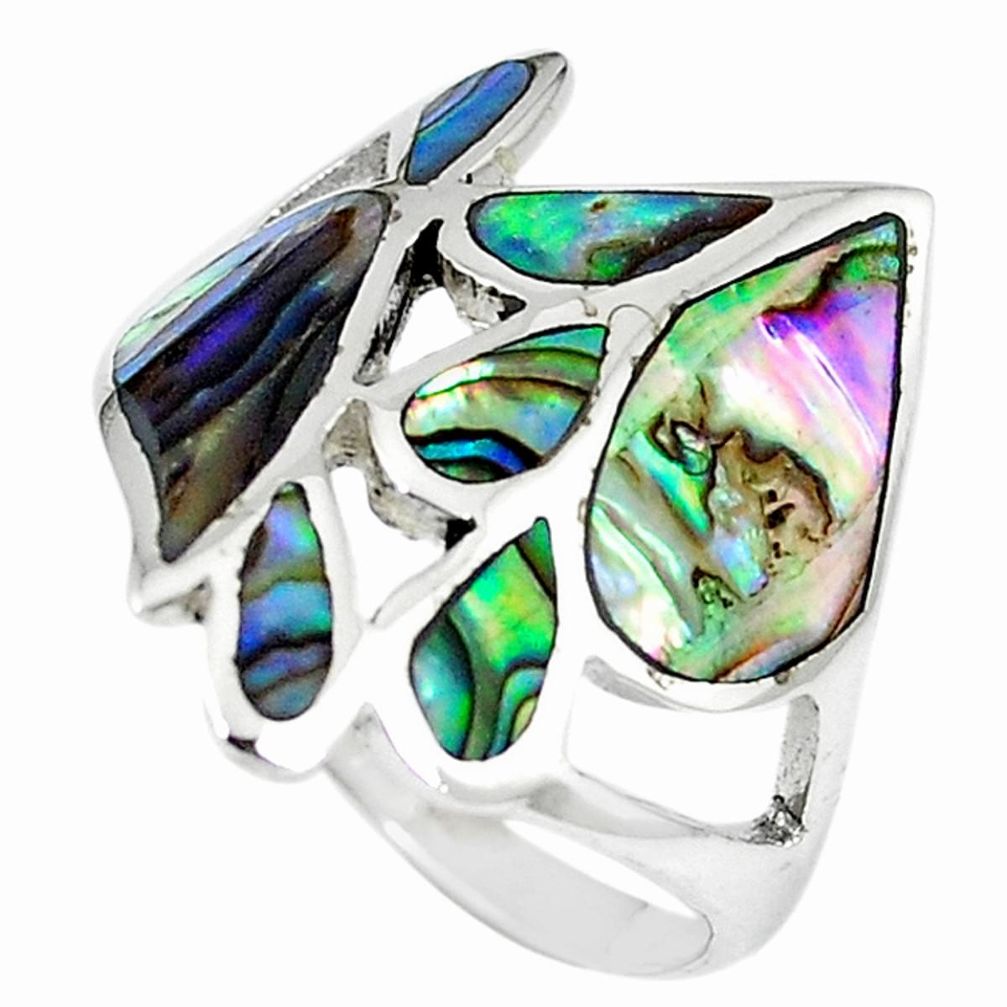 925 silver green abalone paua seashell enamel ring jewelry size 9 a66760