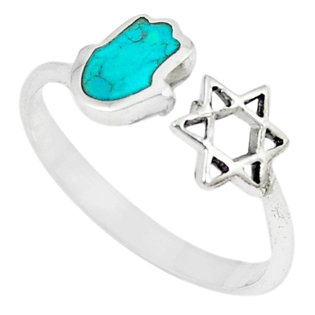 925 silver green turquoise tibetan adjustable ring jewelry size 9 a67015