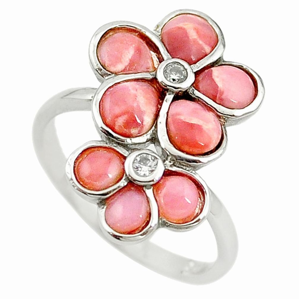 Natural pink opal topaz 925 sterling silver ring jewelry size 7.5 a68248