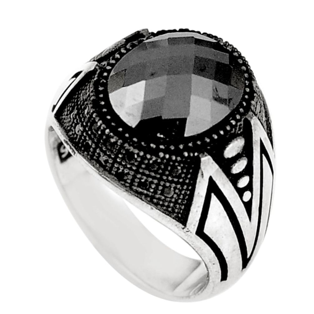 Natural black onyx topaz 925 sterling silver mens ring size 8.5 a69188