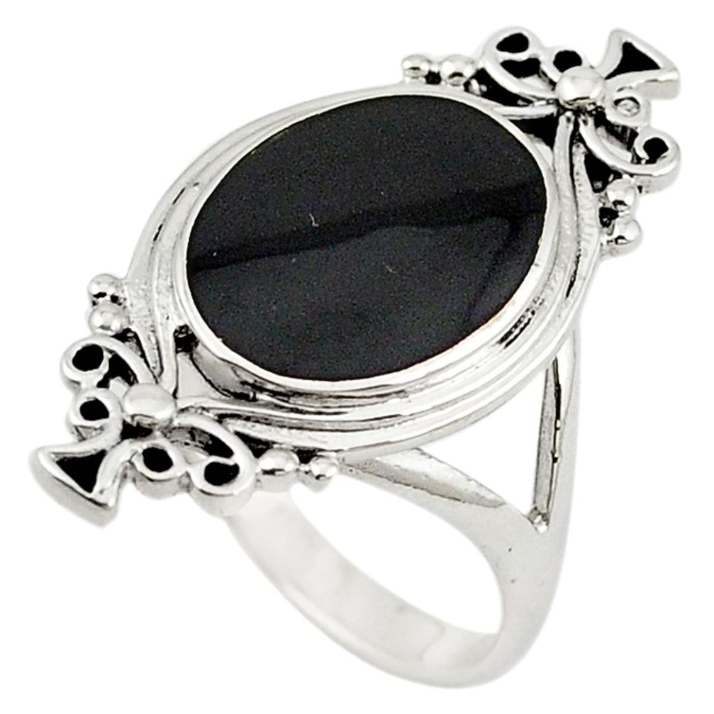 925 sterling silver black onyx enamel ring jewelry size 8 a69544