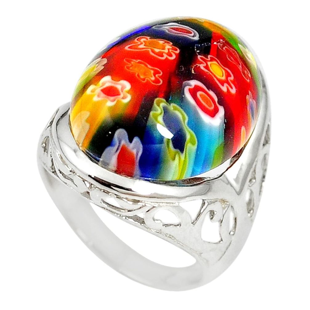 925 silver multi color italian murano glass ring jewelry size 7.5 a70175
