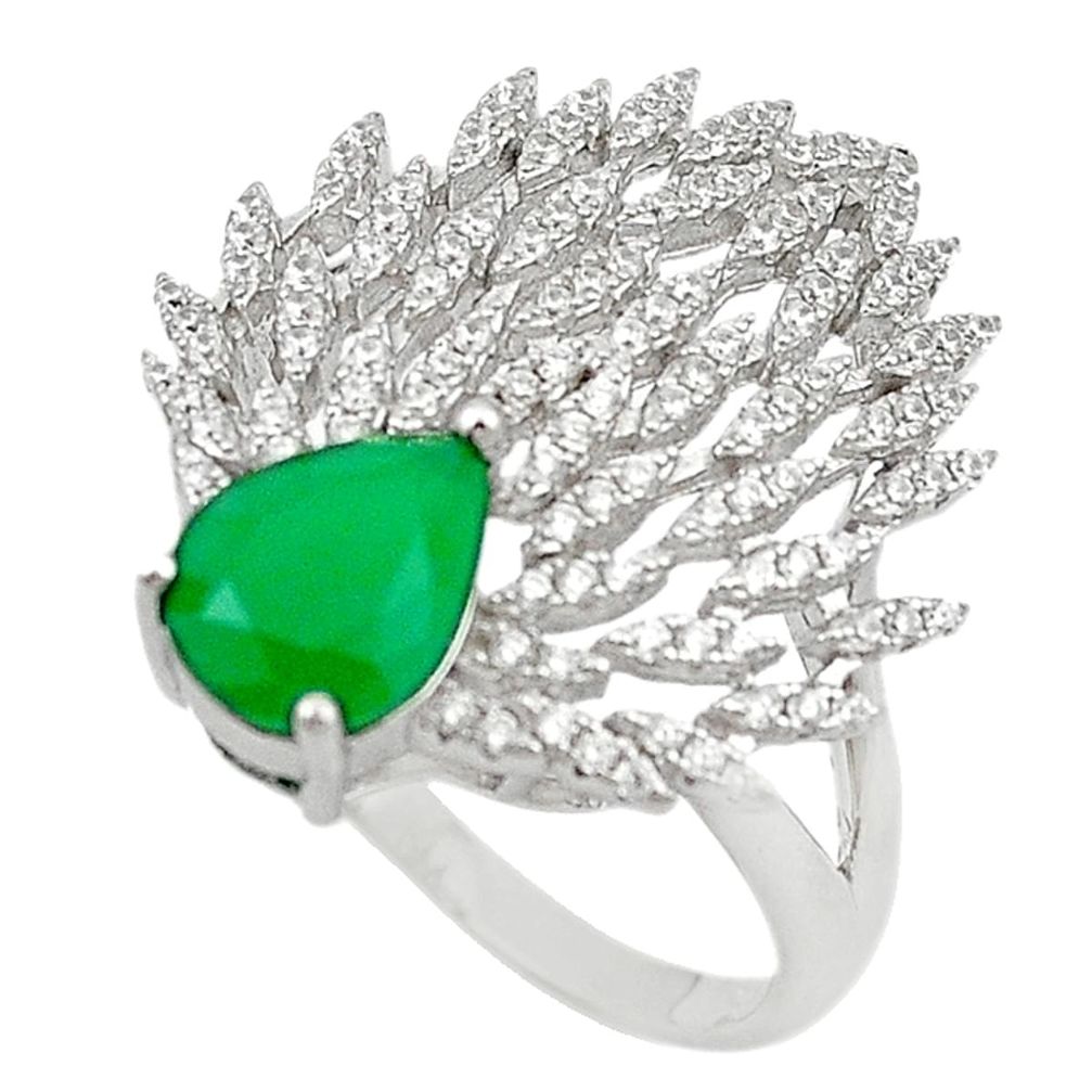 925 silver natural green emerald quartz topaz ring jewelry size 6.5 a71359