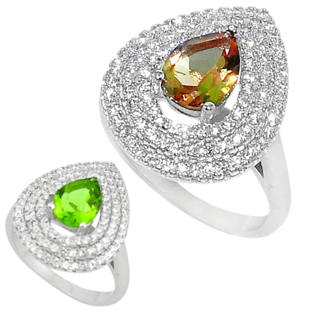 Green alexandrite (lab) topaz 925 sterling silver ring size 6 a72395