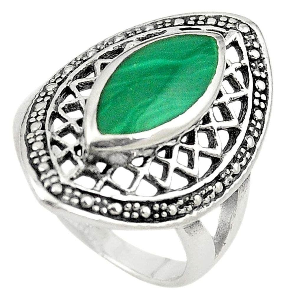 Green malachite (pilot's stone) 925 sterling silver ring jewelry size 7 a73095
