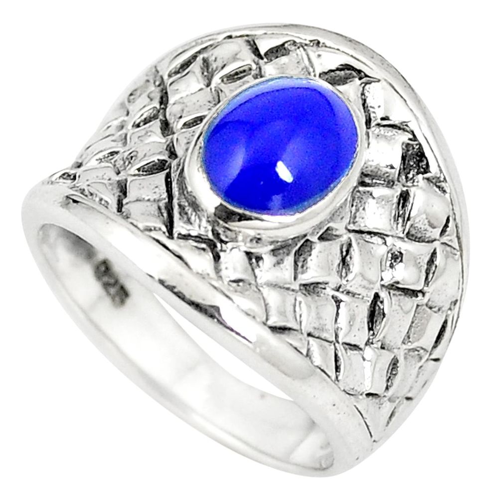6.03gms natural blue lapis lazuli enamel 925 silver ring size 5.5 a74812