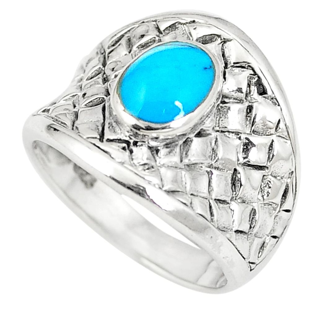 6.26gms fine blue turquoise enamel 925 sterling silver ring size 6.5 a74859