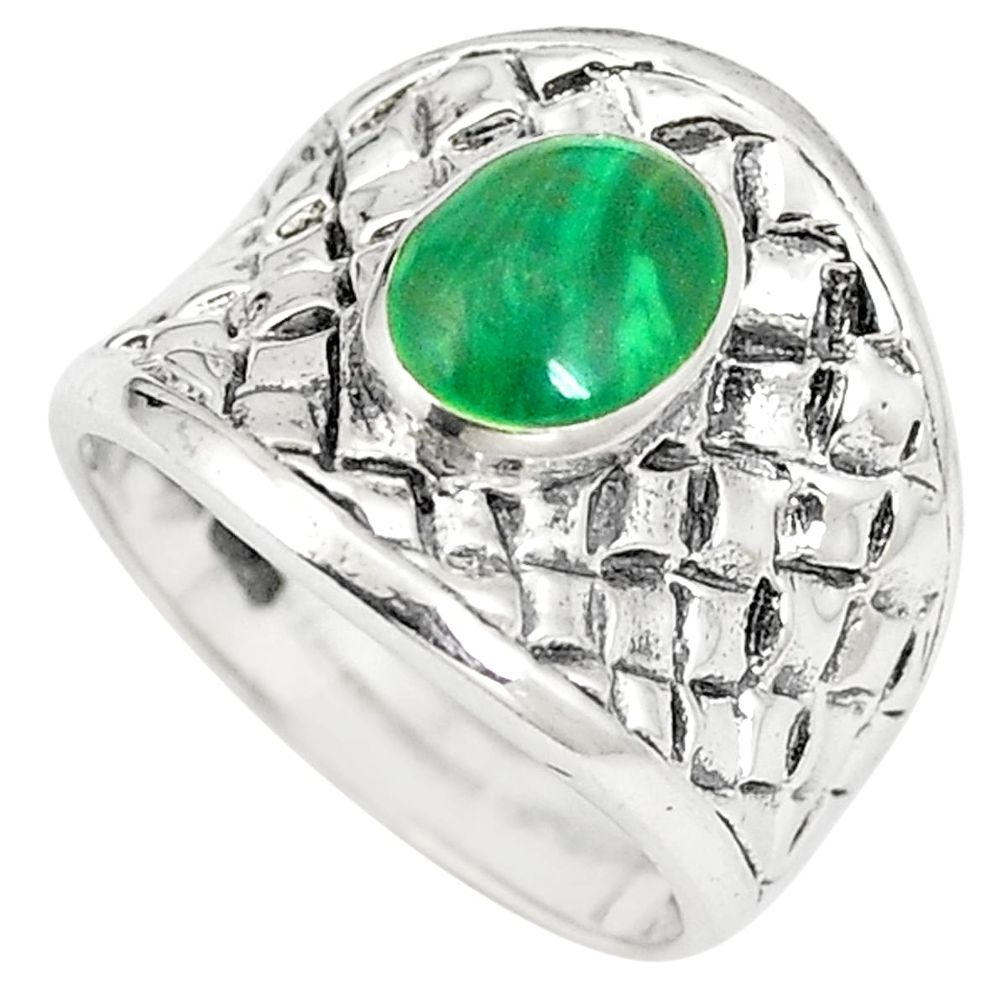 Green malachite (pilot's stone) 925 sterling silver ring size 5.5 a74936