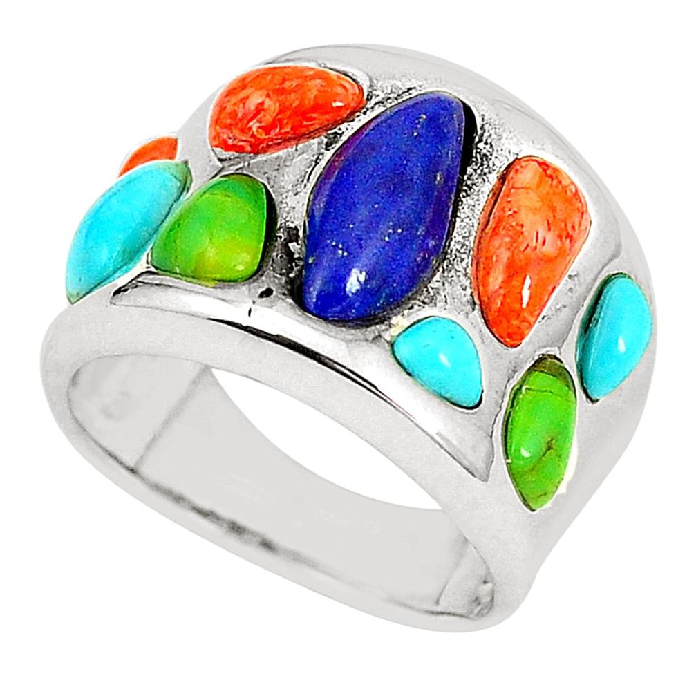 925 silver southwestern multi color copper turquoise ring size 6 a75395