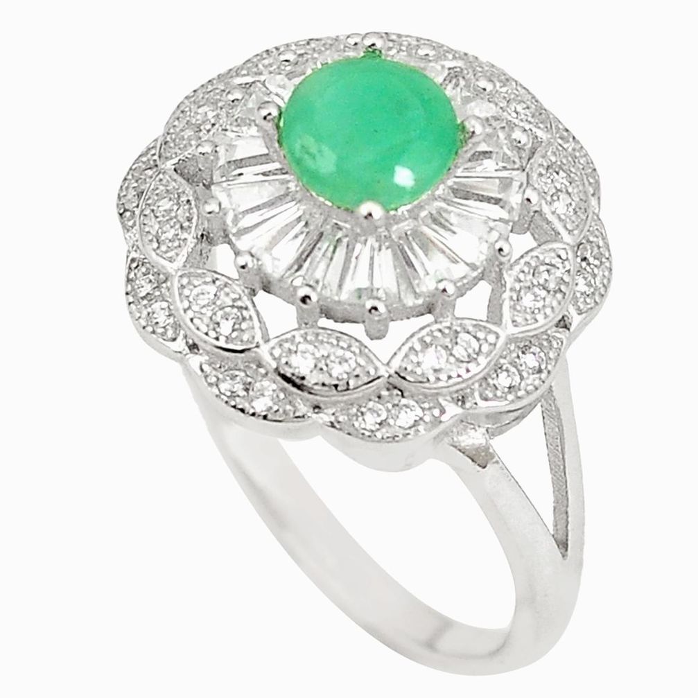 Natural green emerald topaz 925 sterling silver ring size 9 a75433