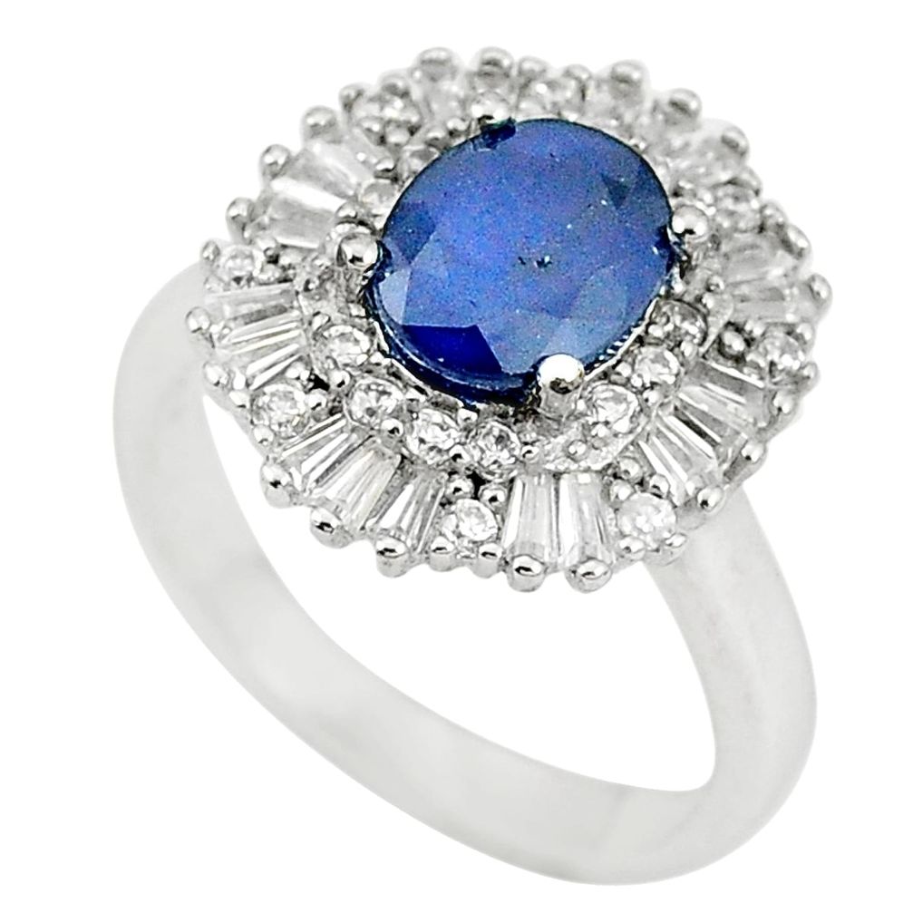 Natural blue sapphire topaz 925 sterling silver ring jewelry size 8 a75449