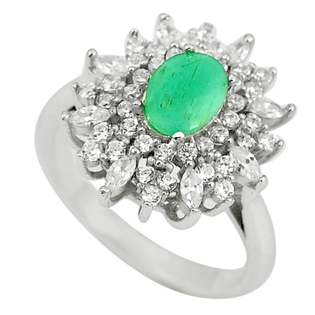 Natural green emerald topaz 925 sterling silver ring size 5.5 a75450