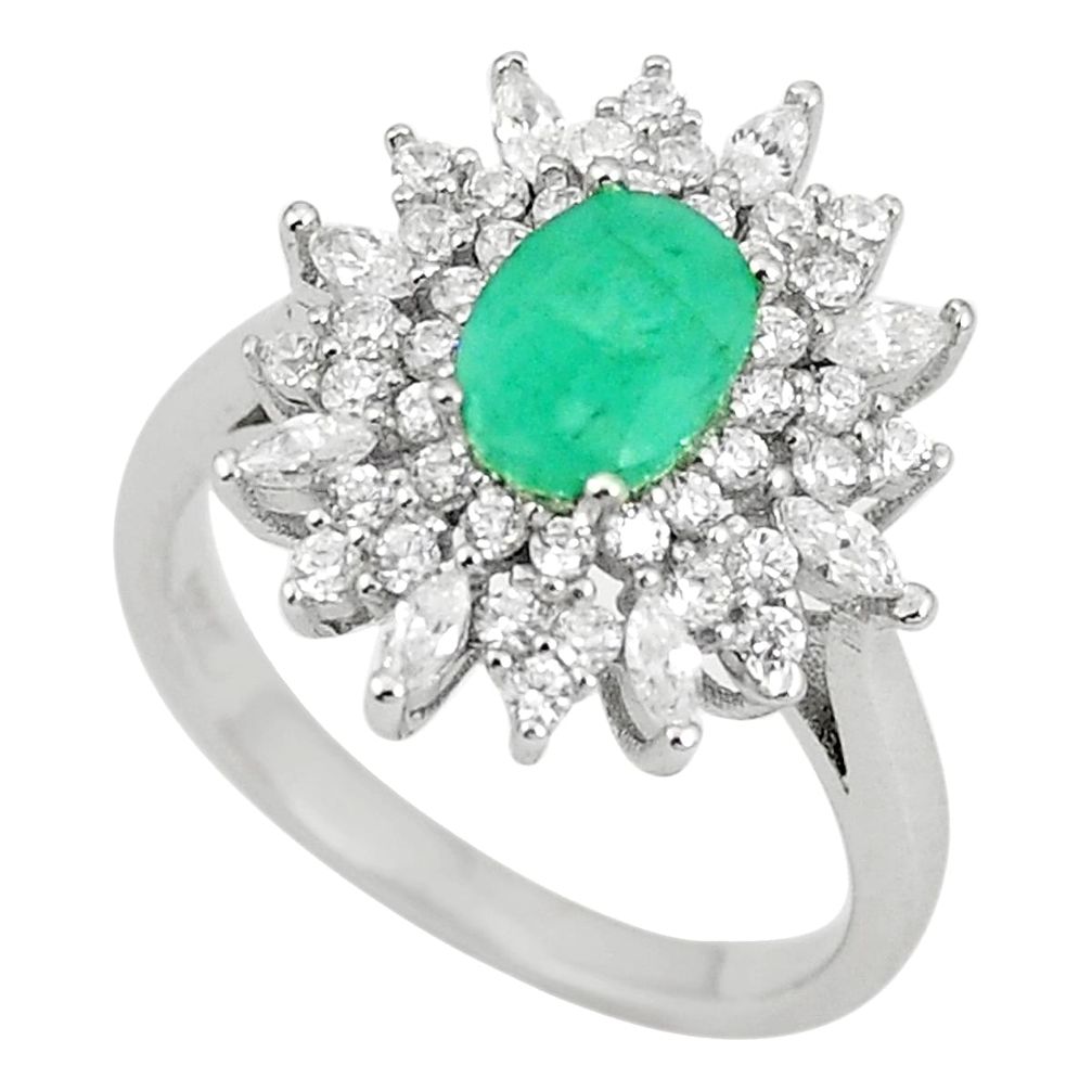 Natural green emerald topaz 925 sterling silver ring size 6 a75454