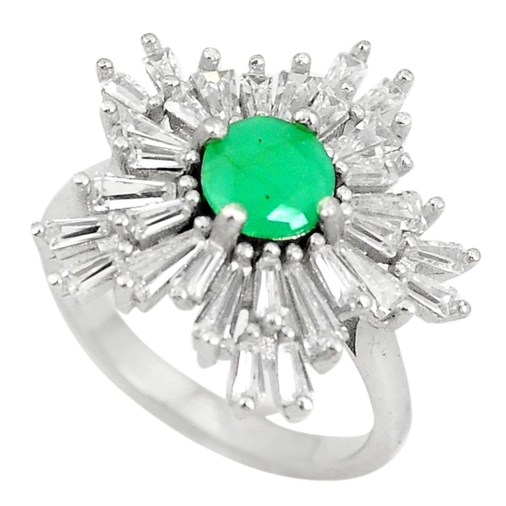 Natural green emerald topaz 925 sterling silver ring size 6.5 a75455
