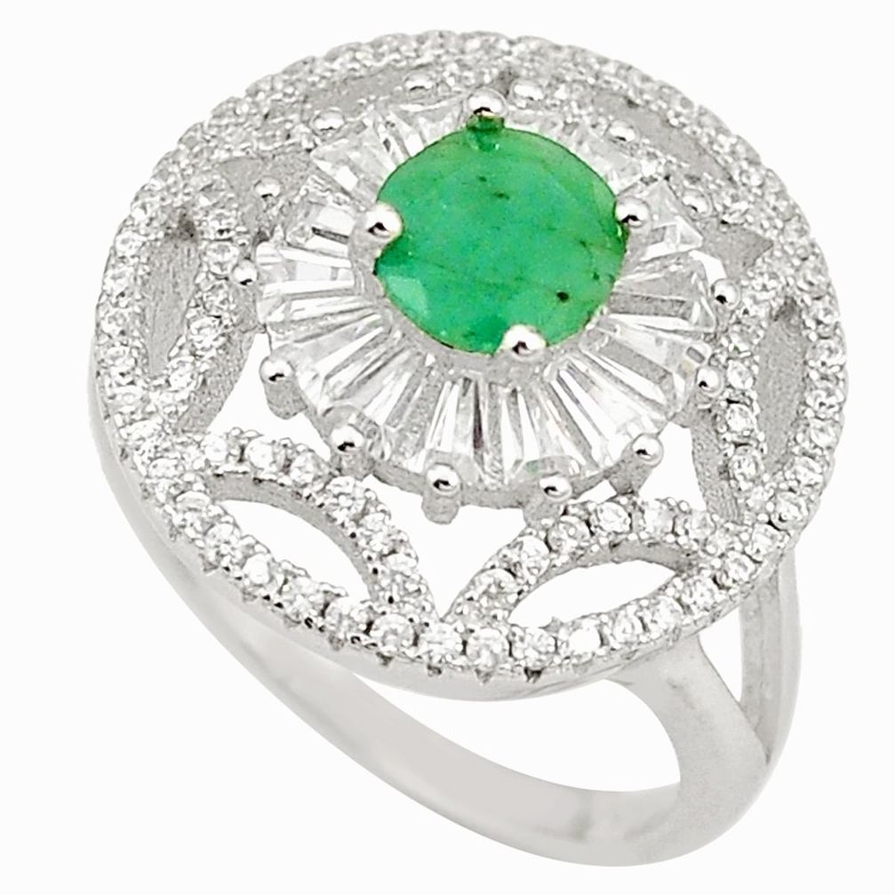 Natural green emerald topaz 925 sterling silver ring size 6.5 a75465