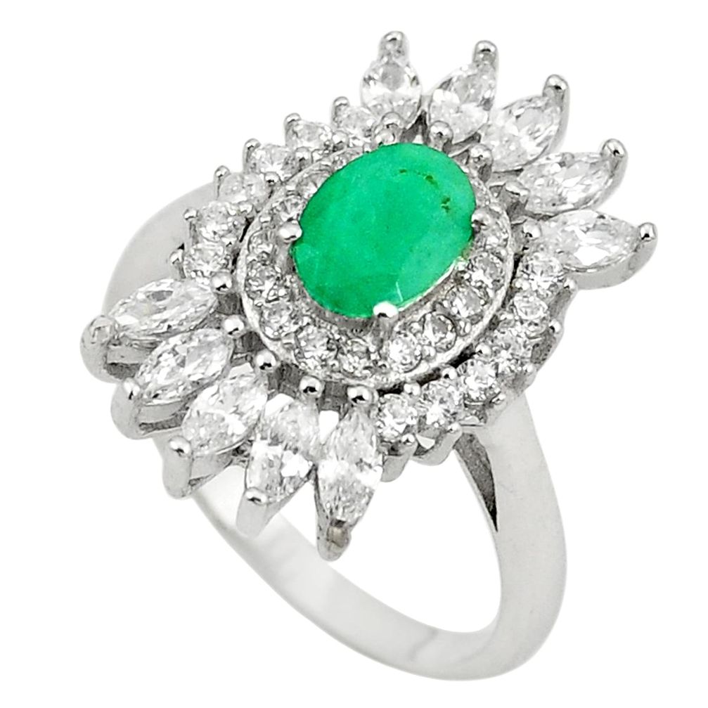 Natural green emerald topaz 925 sterling silver ring size 6.5 a75496