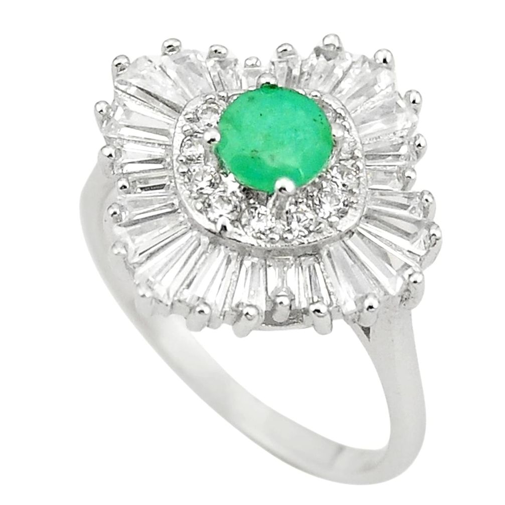 Natural green emerald topaz 925 sterling silver ring size 8 a75499