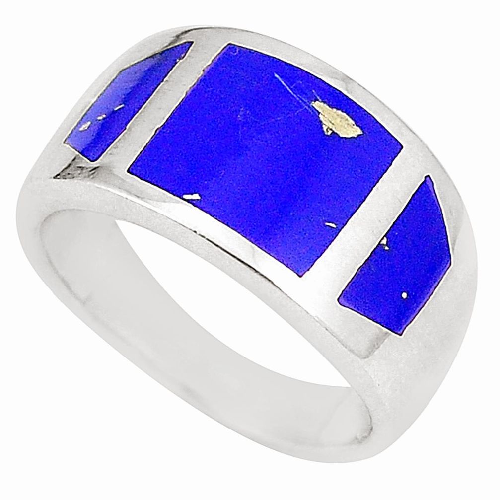 Blue lapis lazuli enamel 925 sterling silver ring jewelry size 6 a75949