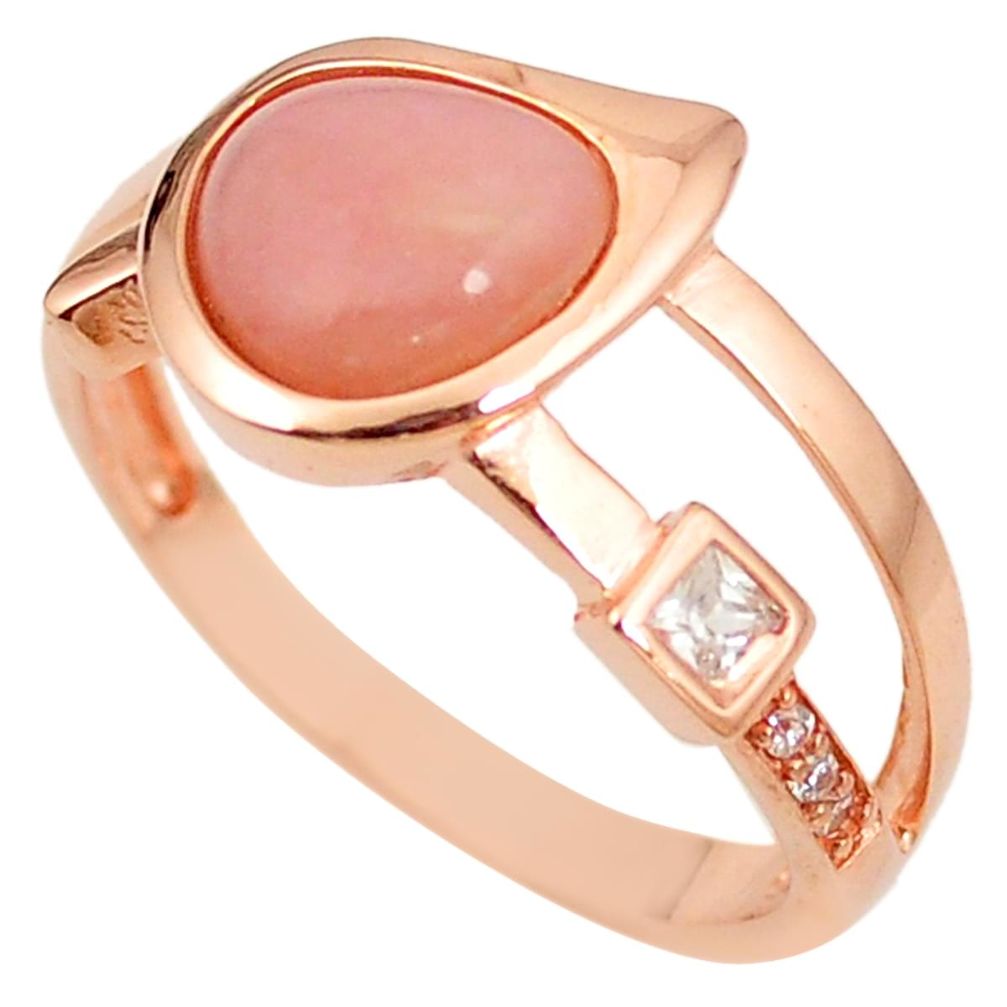 925 sterling silver natural pink opal topaz 14k rose gold ring size 9 a76270