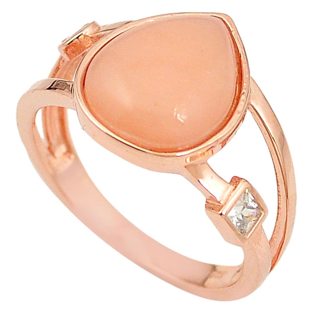 925 silver natural pink opal topaz 14k rose gold ring size 7.5 a76284