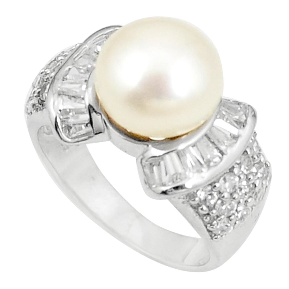 Natural white pearl topaz 925 sterling silver ring jewelry size 6.5 a76681