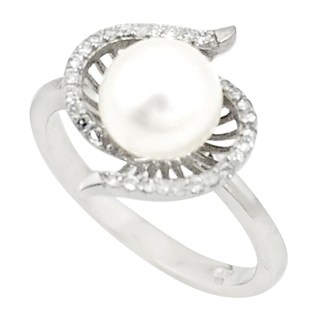 Natural white pearl topaz 925 sterling silver ring jewelry size 8 a76683