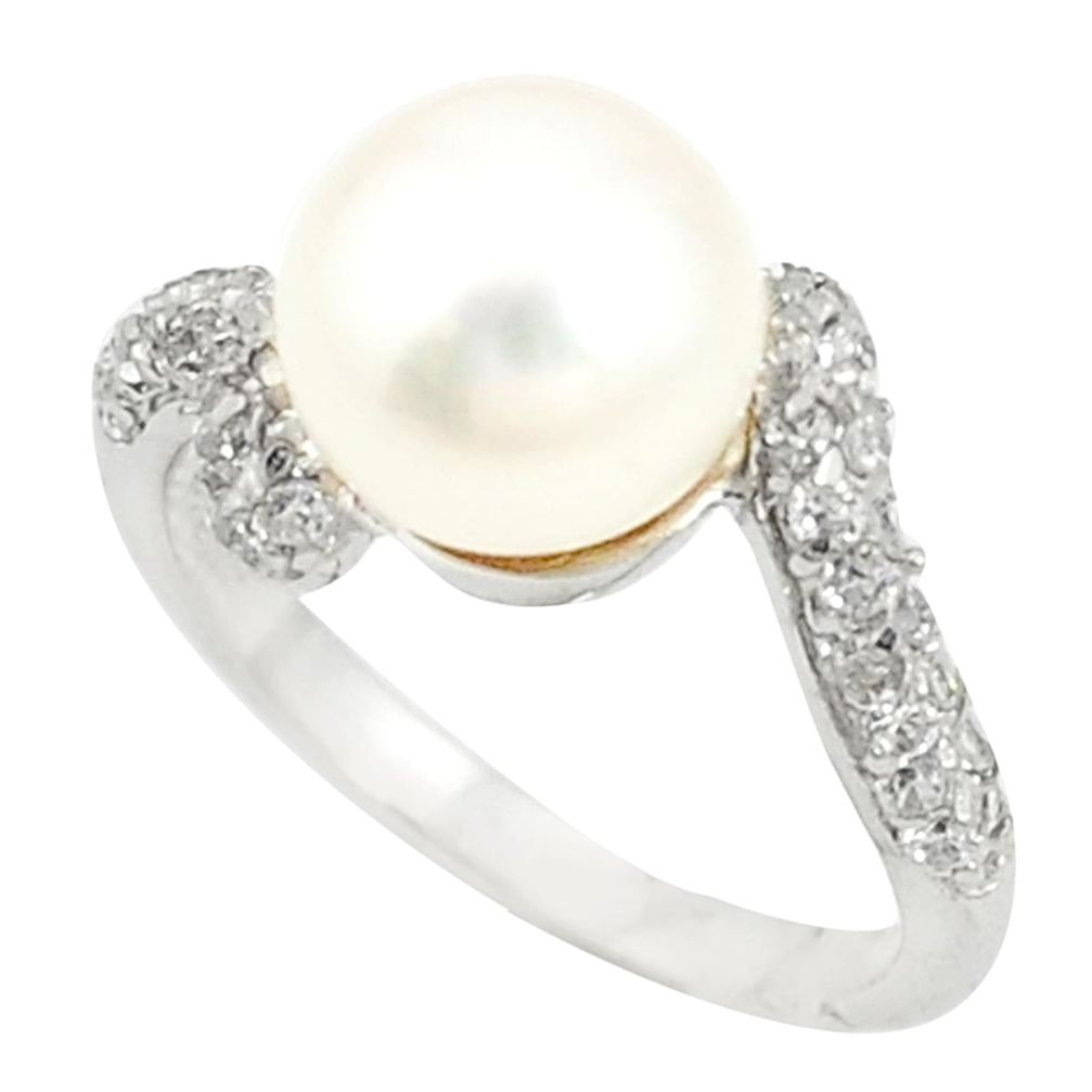 Natural white pearl topaz 925 sterling silver ring jewelry size 7 a76686