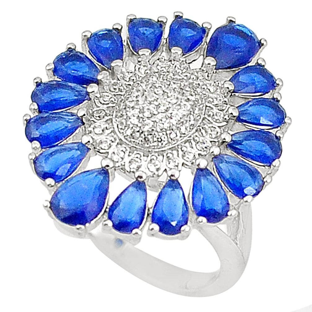 925 sterling silver blue sapphire quartz white topaz ring size 6 a76986