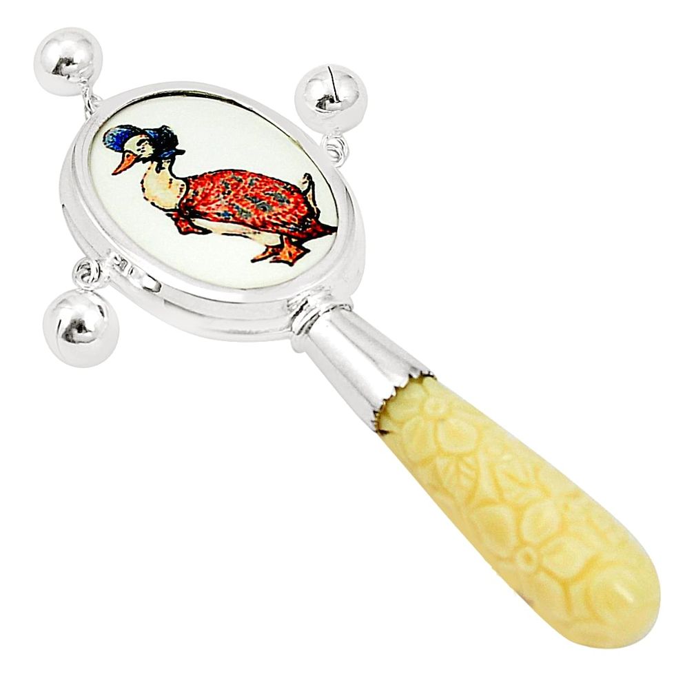 925 sterling silver multi color bird cameo camel bone rattle jewelry a78380