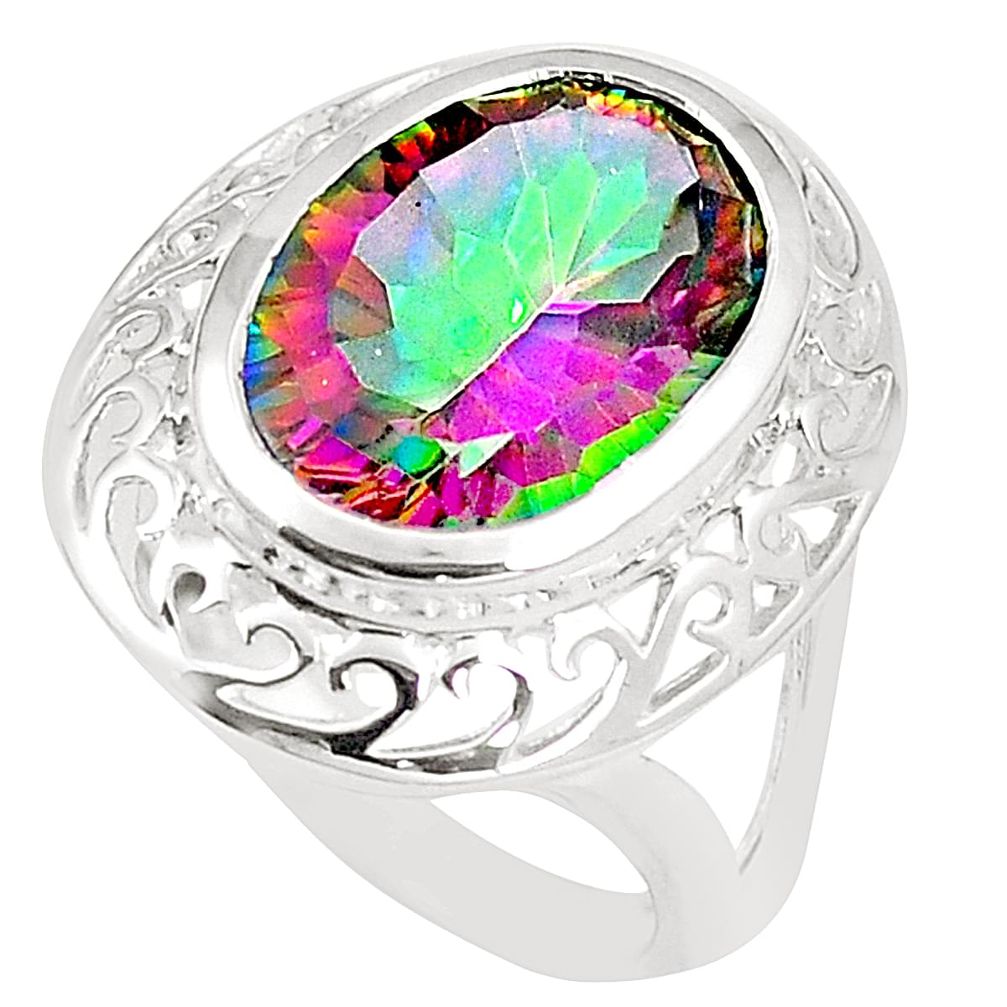 Multi color rainbow topaz 925 sterling silver ring jewelry size 6 a78403