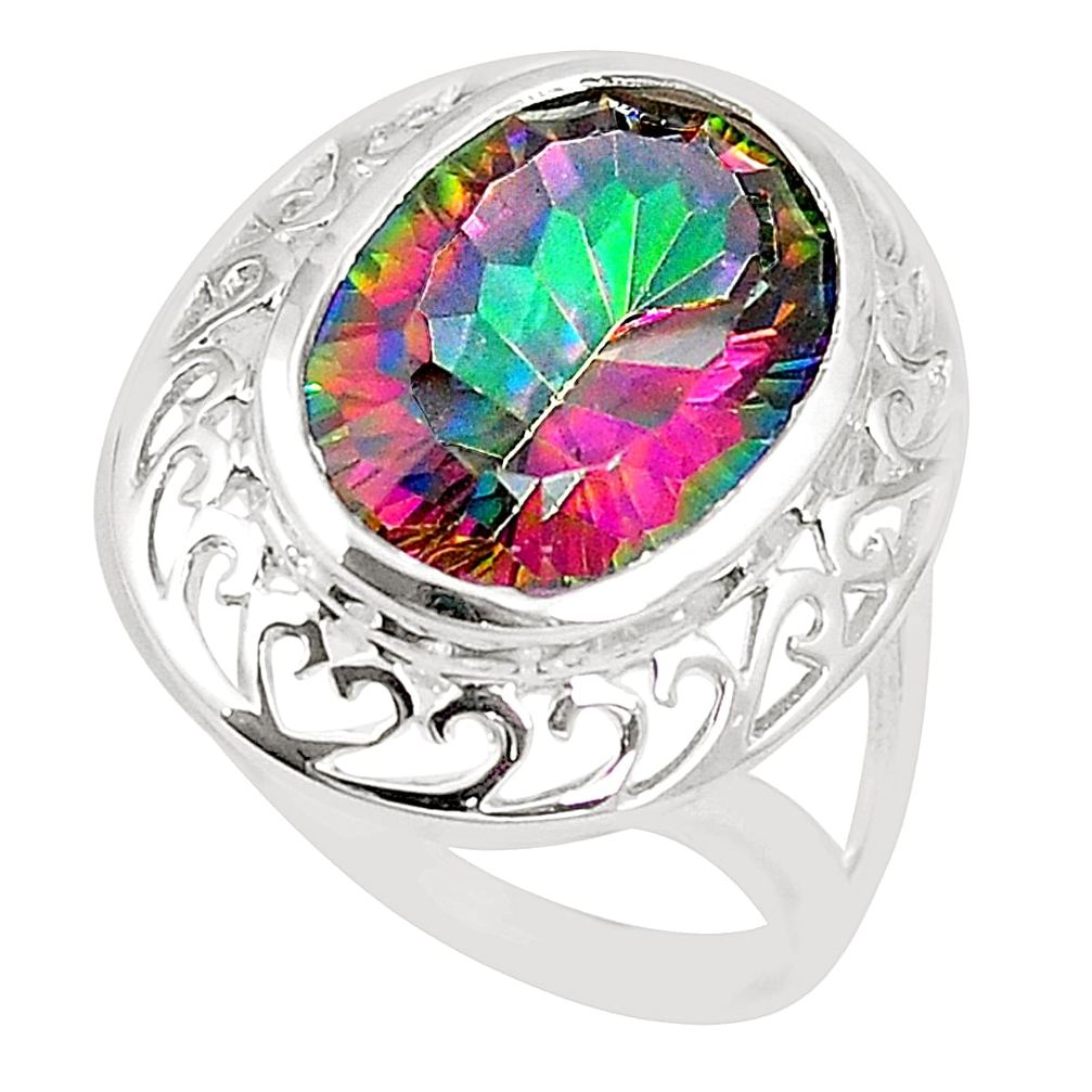 Multi color rainbow topaz 925 sterling silver ring jewelry size 8 a78420
