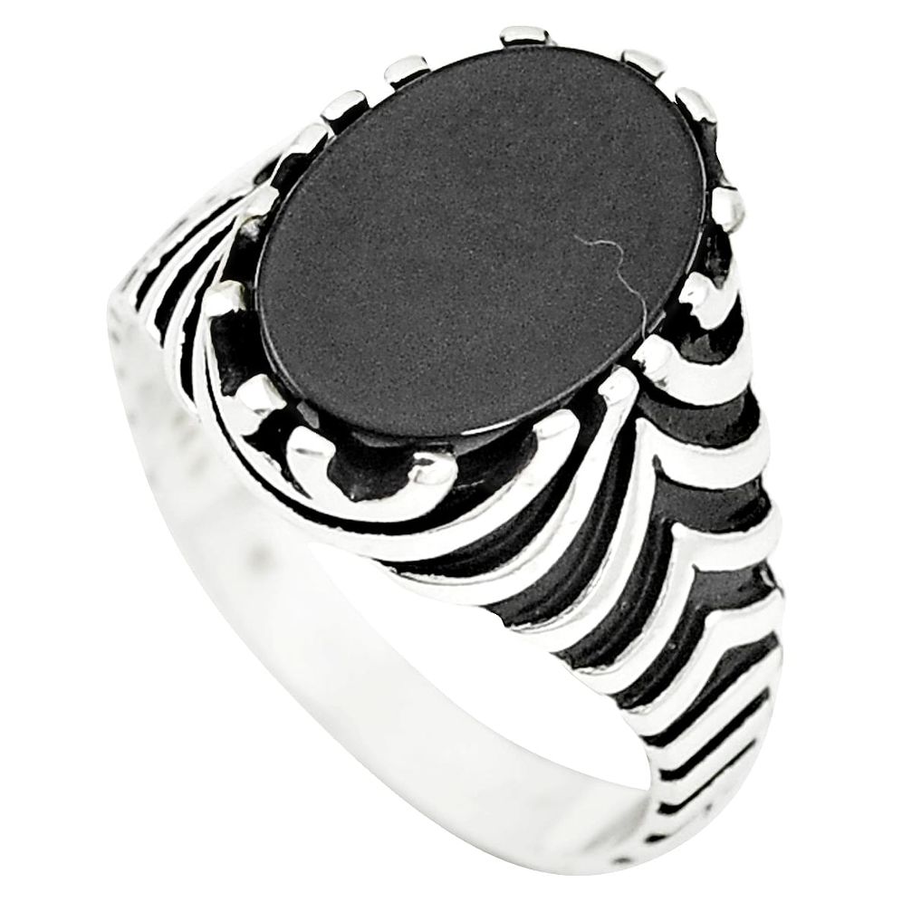 Natural black onyx 925 sterling silver mens ring jewelry size 9 a78721