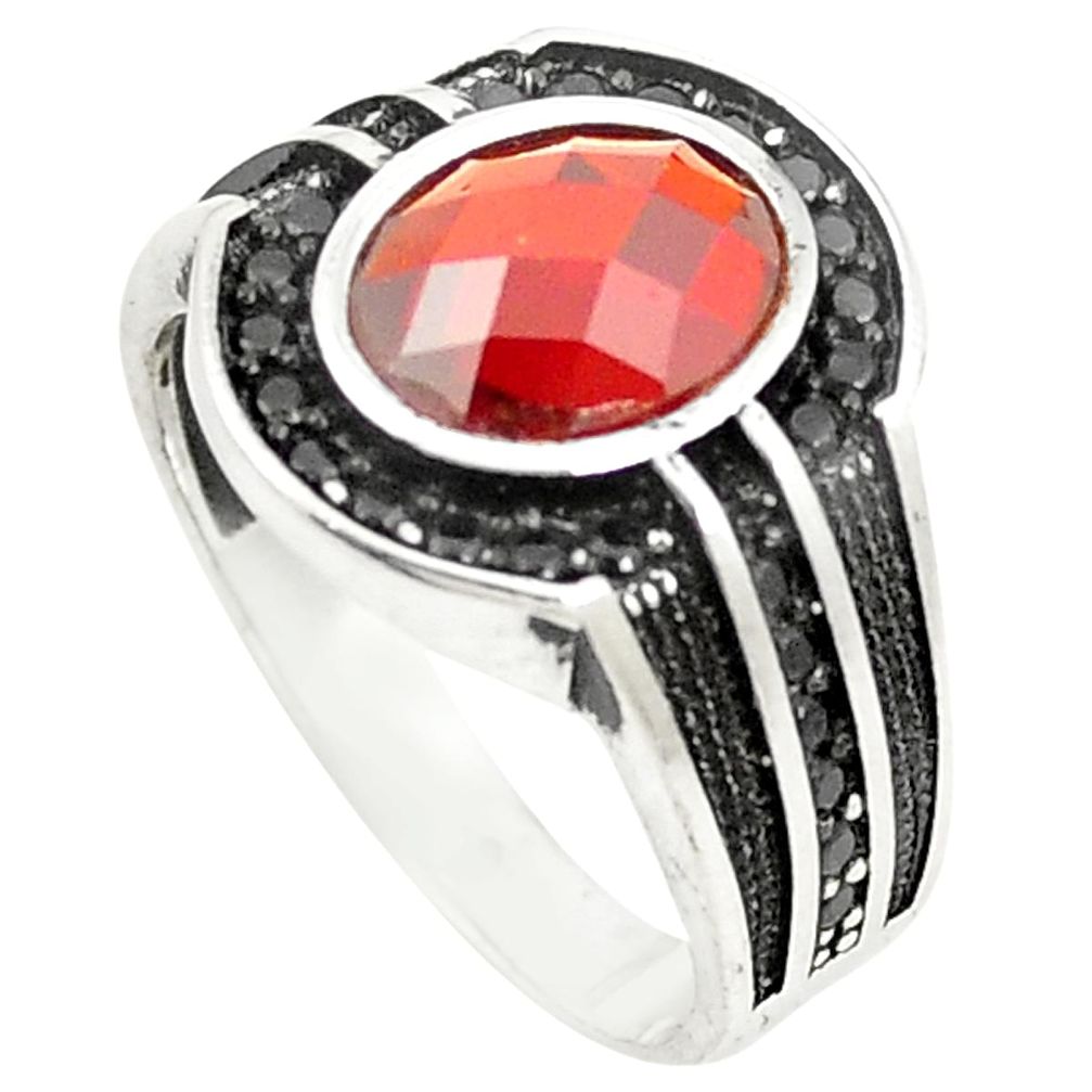 Red garnet quartz topaz 925 sterling silver mens ring size 9.5 a80601
