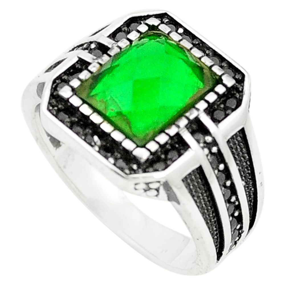 925 sterling silver green emerald quartz topaz mens ring size 10 a80604