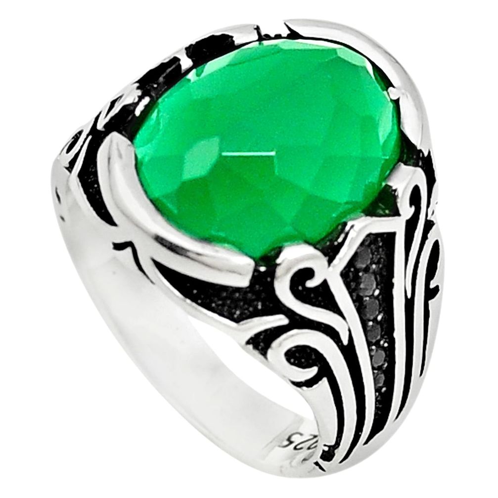 Green emerald quartz topaz 925 sterling silver mens ring size 9 a80607