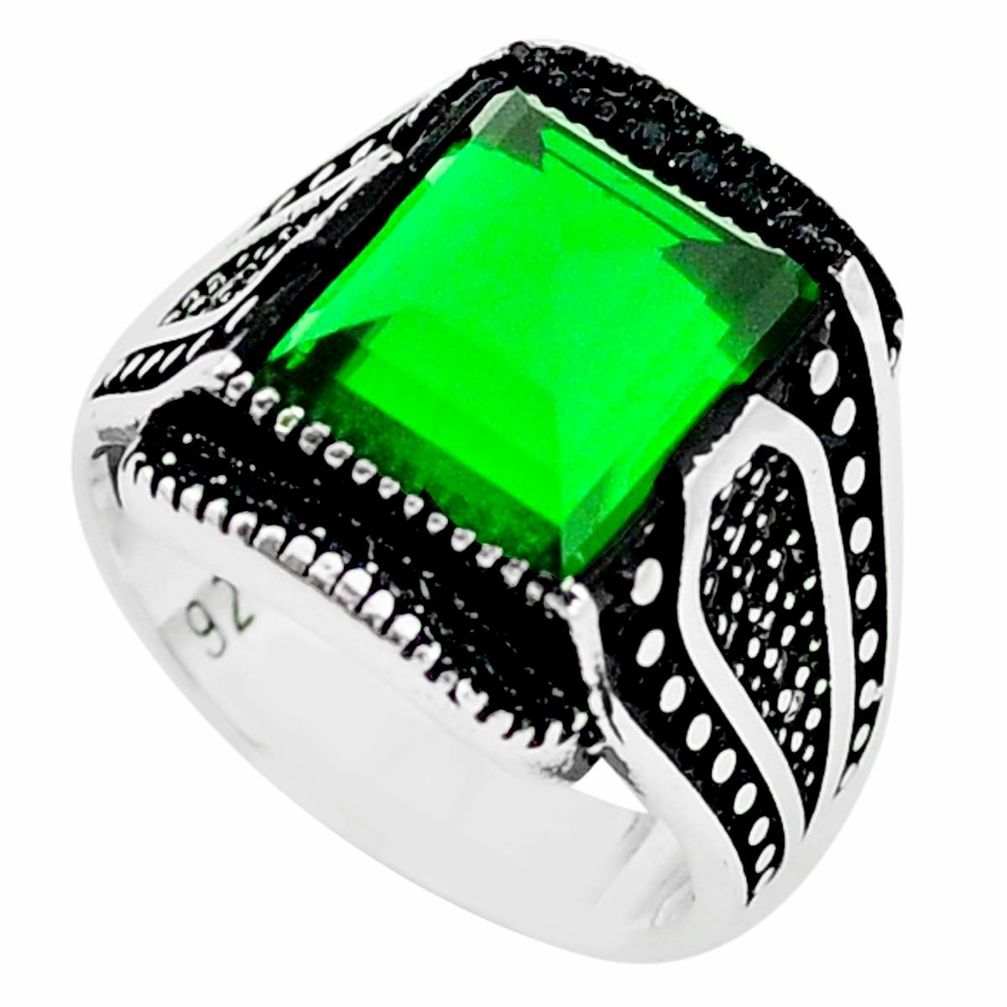 Green emerald quartz topaz 925 sterling silver mens ring size 9 a80622