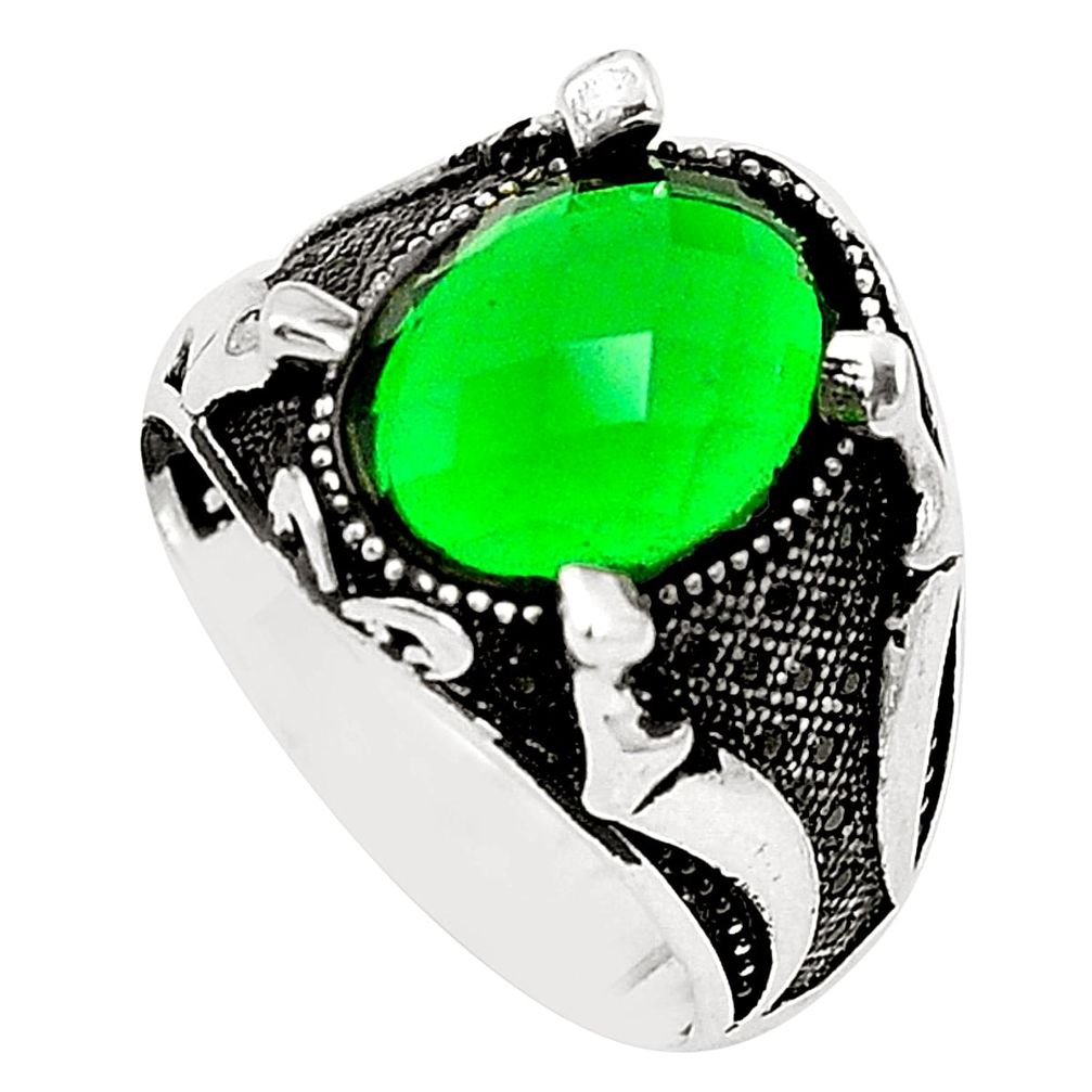 Green emerald quartz topaz 925 sterling silver mens ring size 9.5 a80623