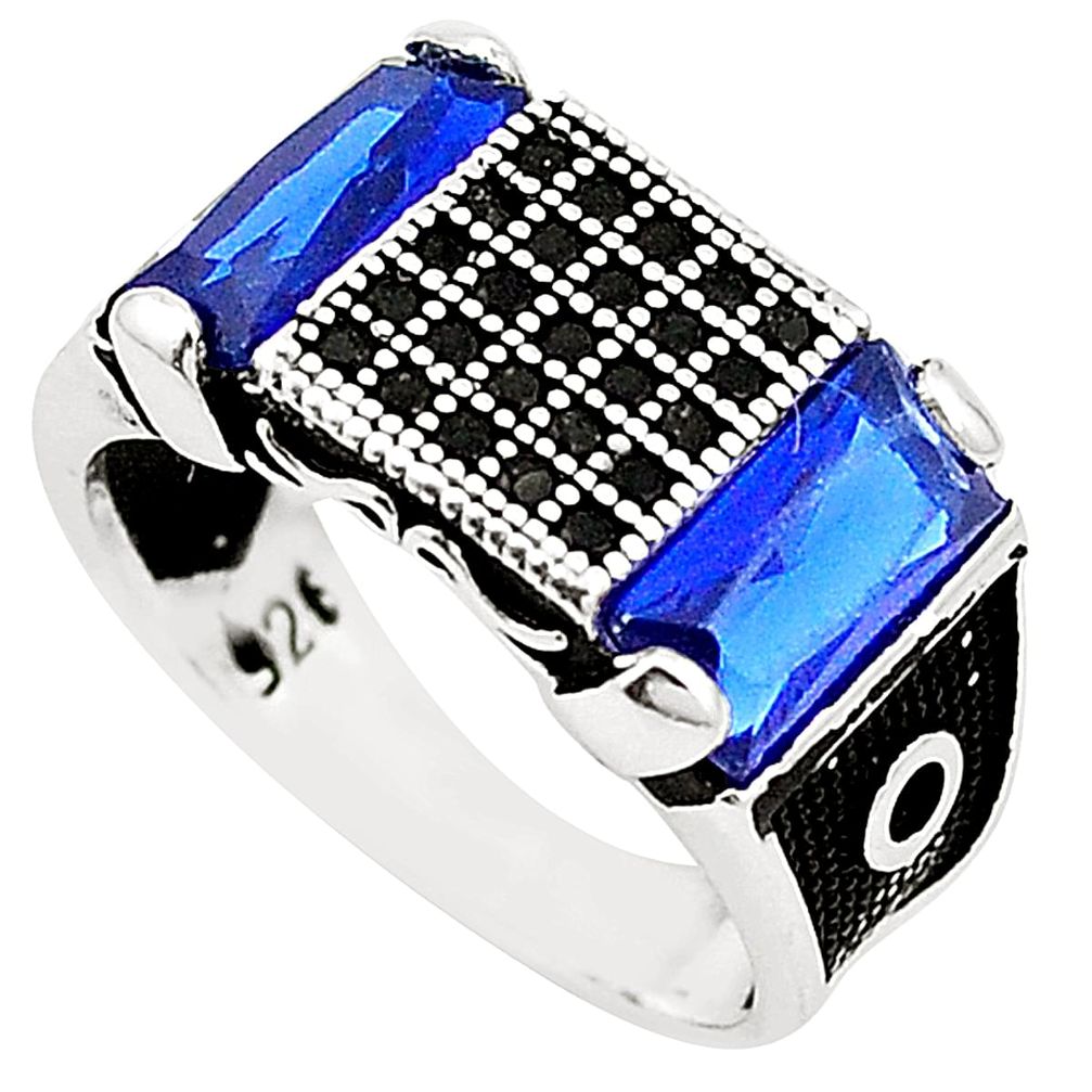 Blue sapphire quartz topaz 925 sterling silver mens ring size 9 a80662