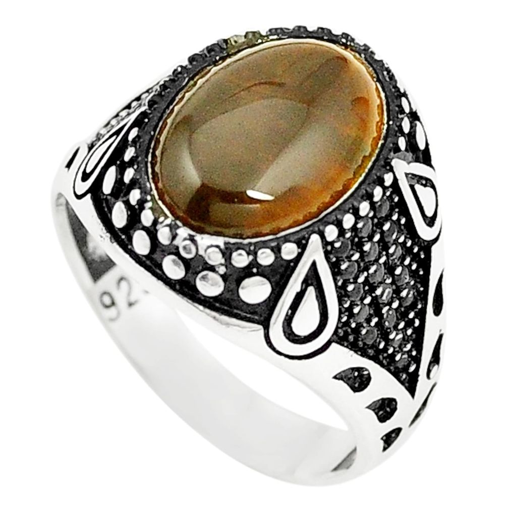 Natural brown tiger's eye topaz 925 silver mens ring jewelry size 11 a80726