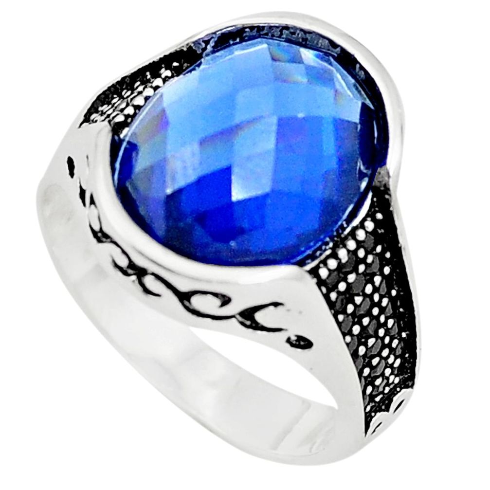 Blue sapphire quartz topaz 925 silver mens ring jewelry size 9.5 a80769
