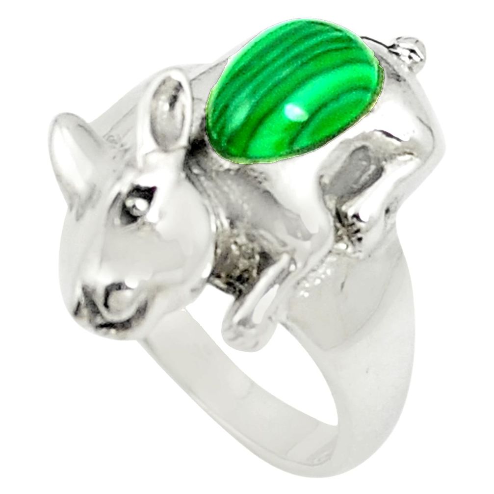 925 silver natural green malachite (pilot's stone) ring jewelry size 7 a80814